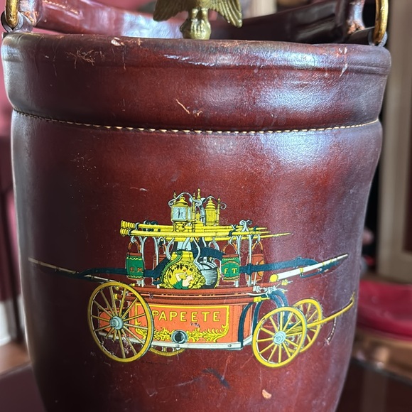 1950s Loyal Papeete leather Fire Bucket Ice Bucket - Picture 8 of 13
